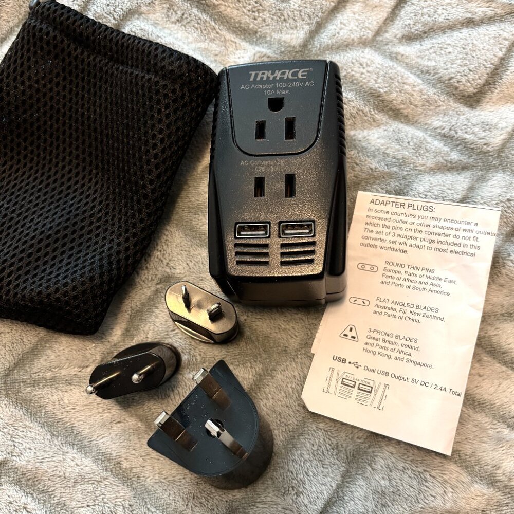 All-in-one Travel Voltage Converter +  Power Adapter w/ 2 USB Ports EU/UK/AU/US